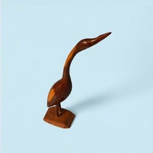 Artistic Brown Wooden Crane Figurine